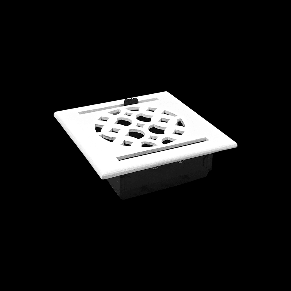 Air Vent Cover Round Vent Cover 4" | Cast Aluminum | Top square Faceplate 6"x6" with Damper at back for air control (Design VR100)