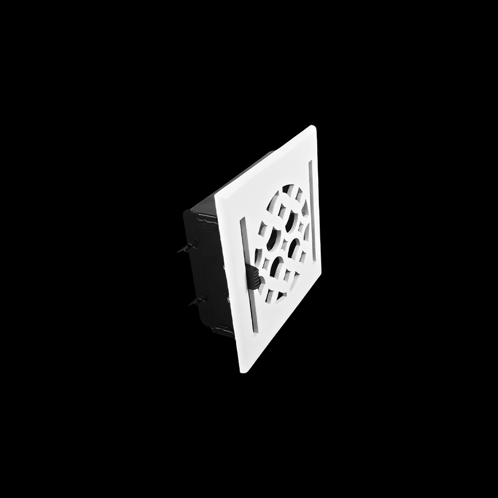 Air Vent Cover Round Vent Cover 4" | Cast Aluminum | Top square Faceplate 6"x6" with Damper at back for air control (Design VR100)