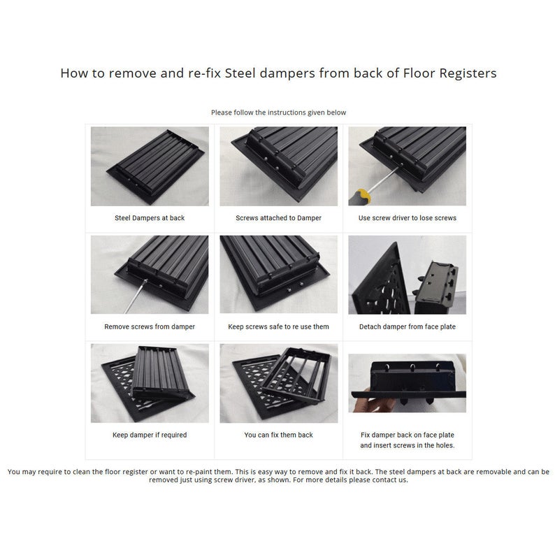 Cast Aluminum Floor Register 8” x 12” Decorative Hardware for Living Room 